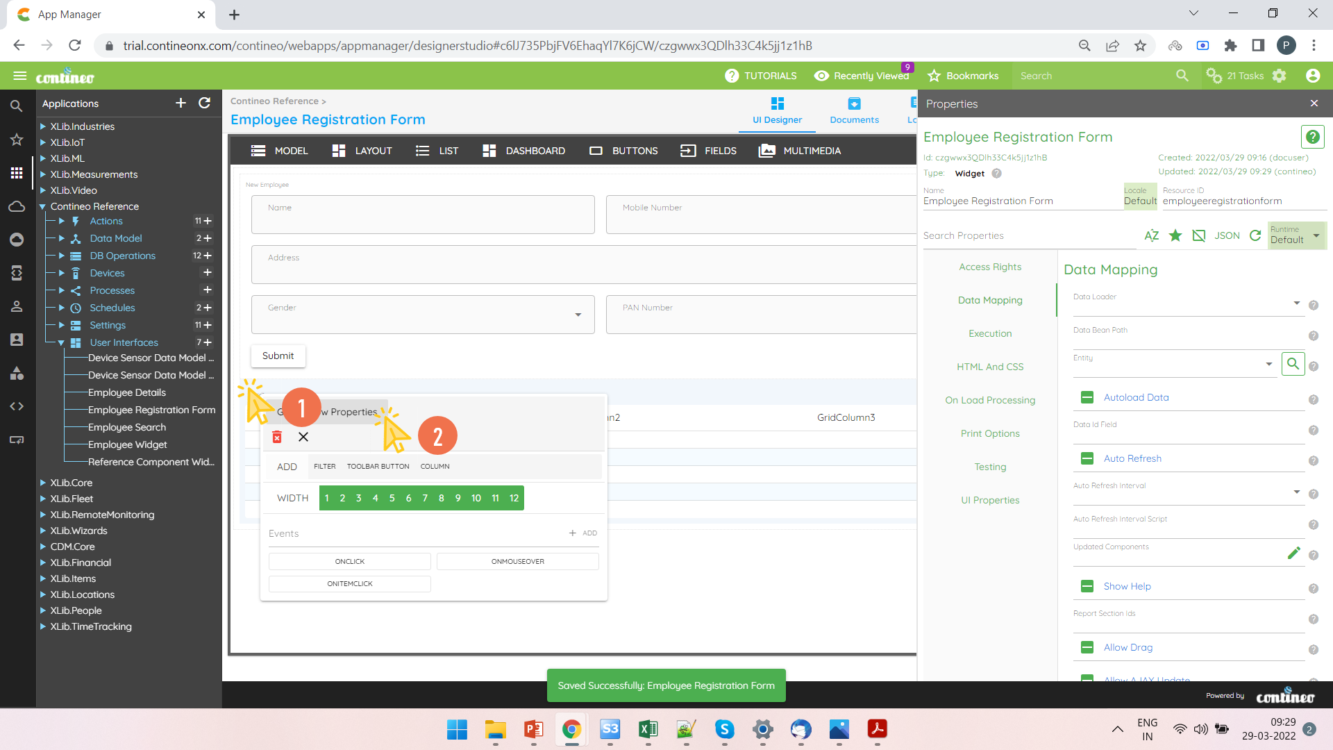 Step 6 - Grid Property Panel