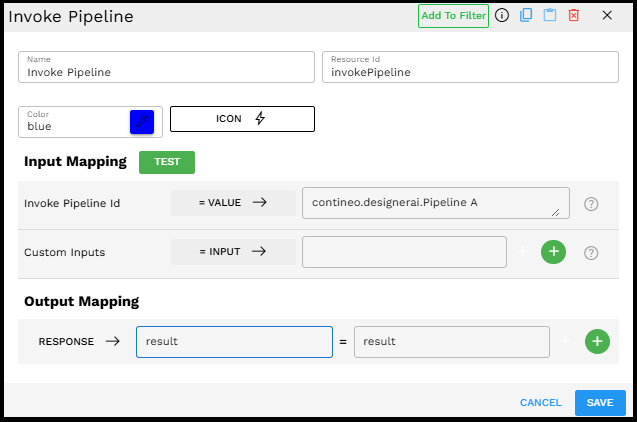 Invoke Pipeline input configuration