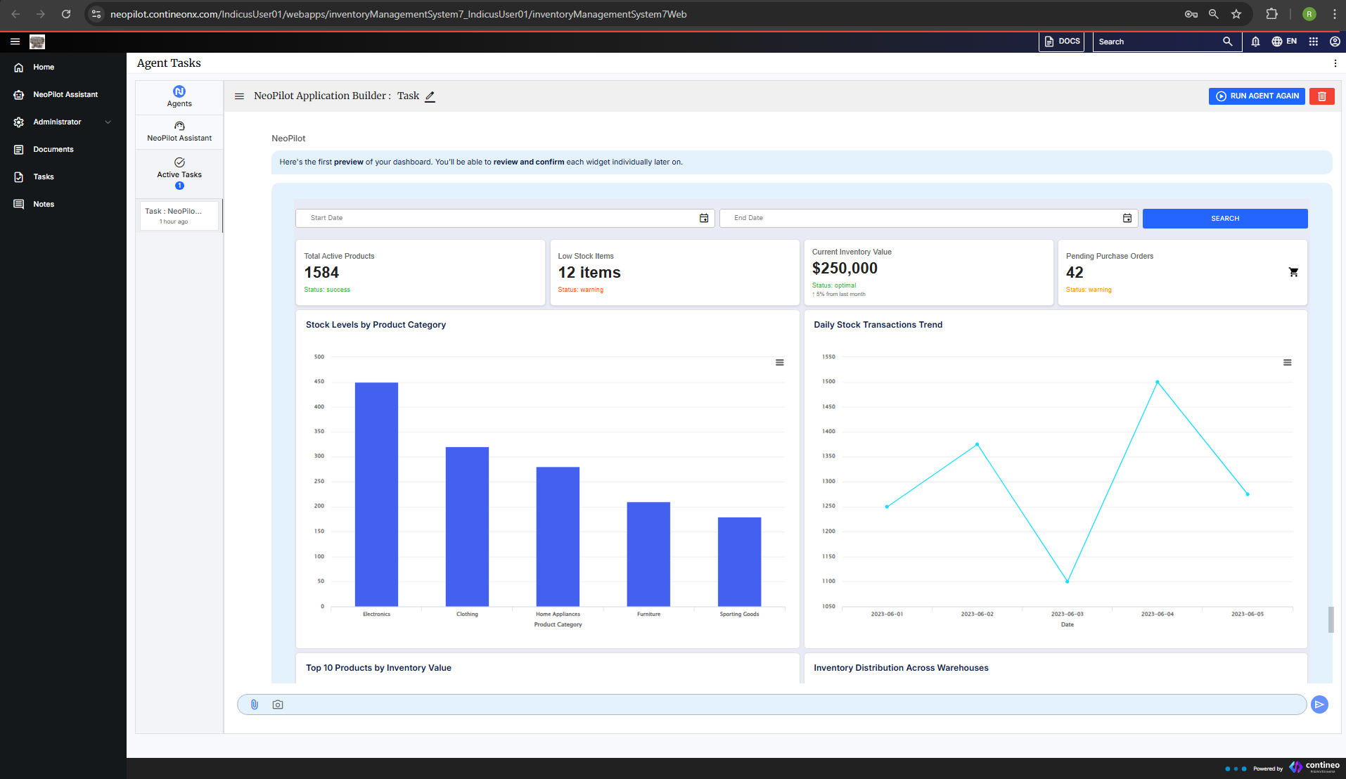 NeoPilot dashboard review