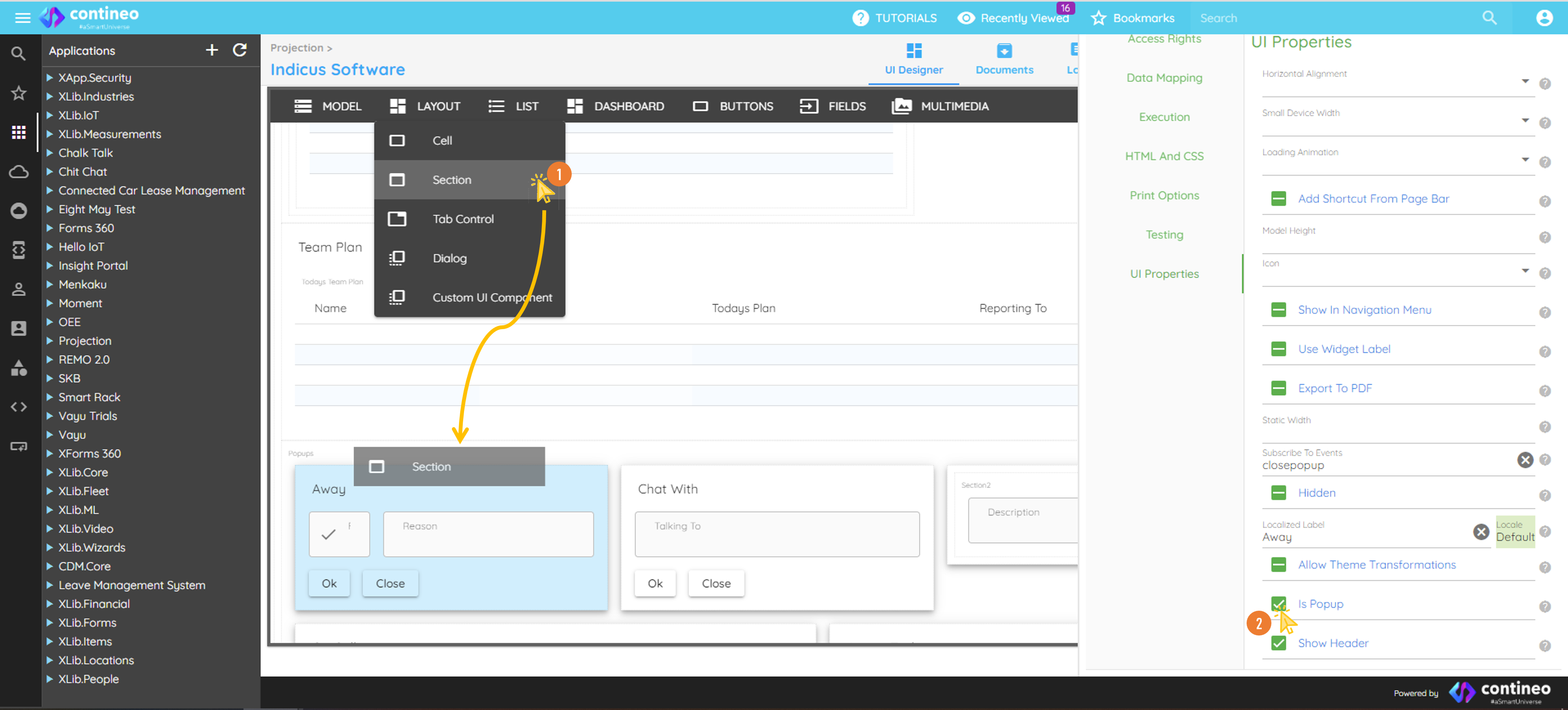 Create Popup Section