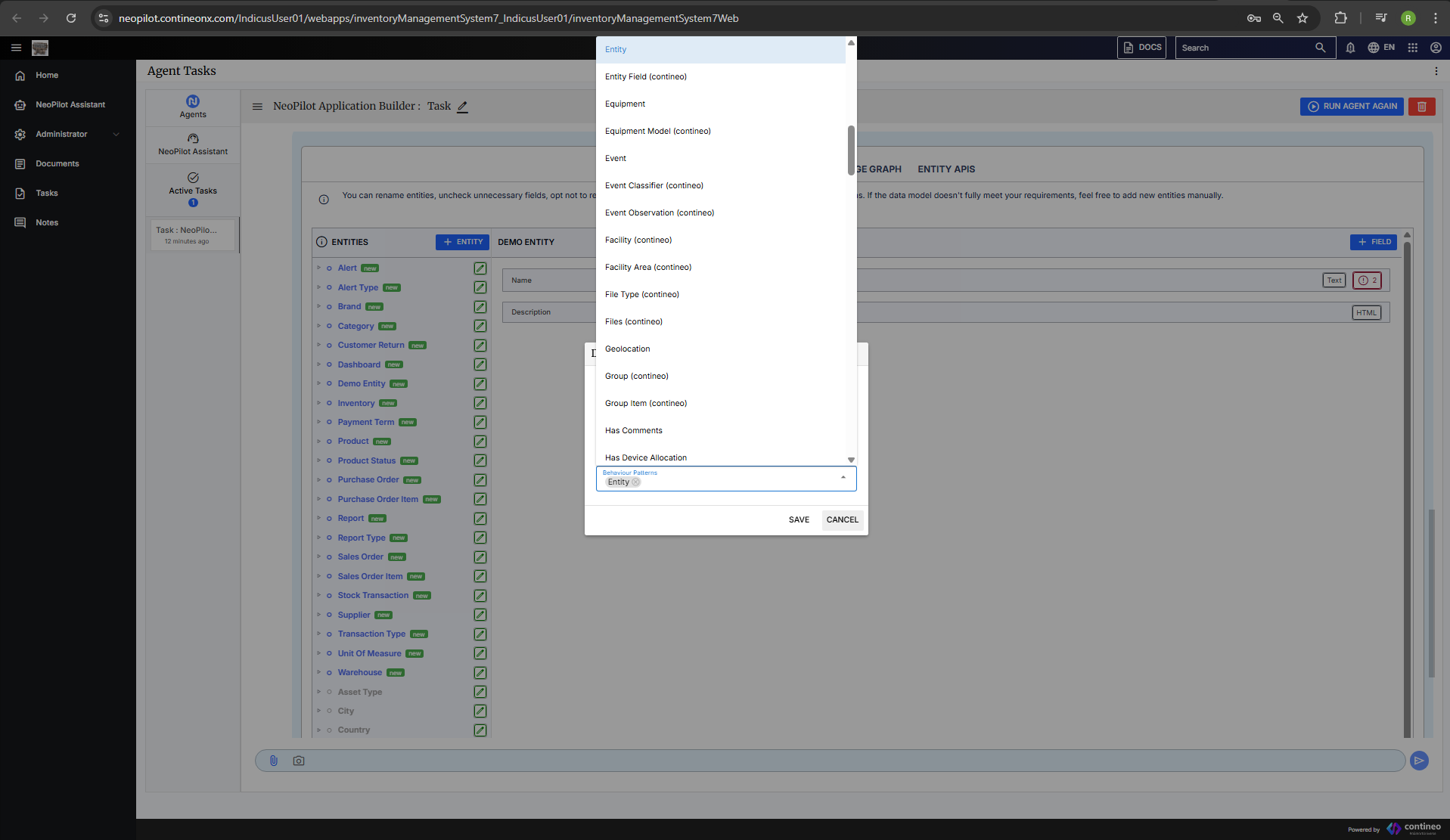 NeoPilot behavior patterns management