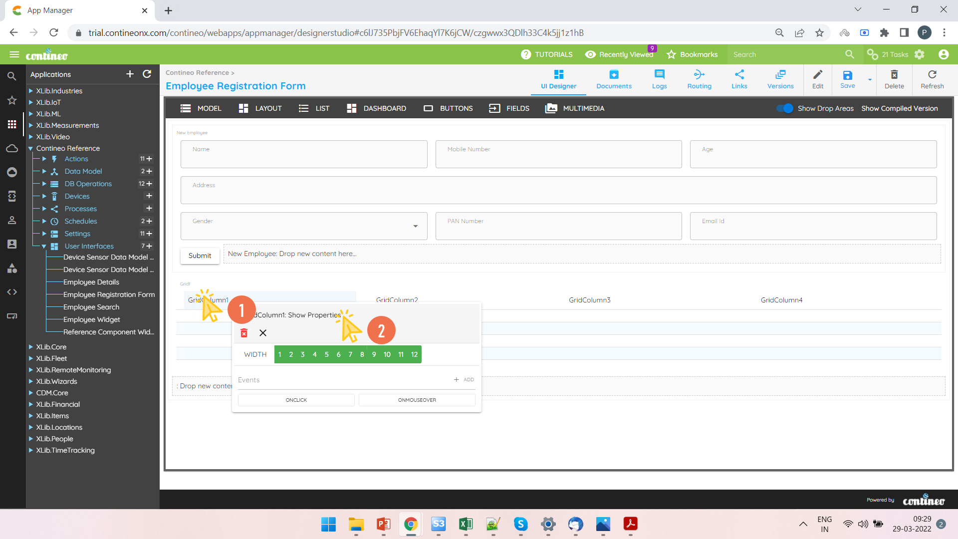 Step 3 - Column Property Panel