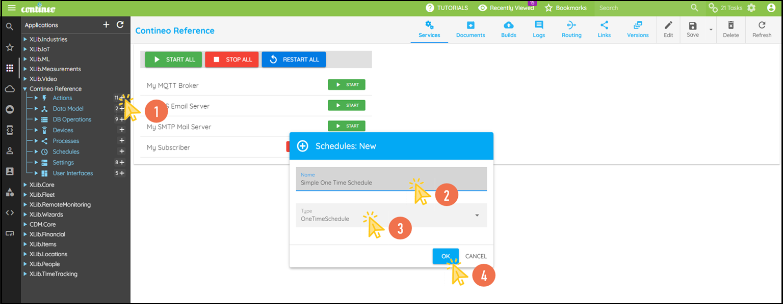 One Time Schedule Creation