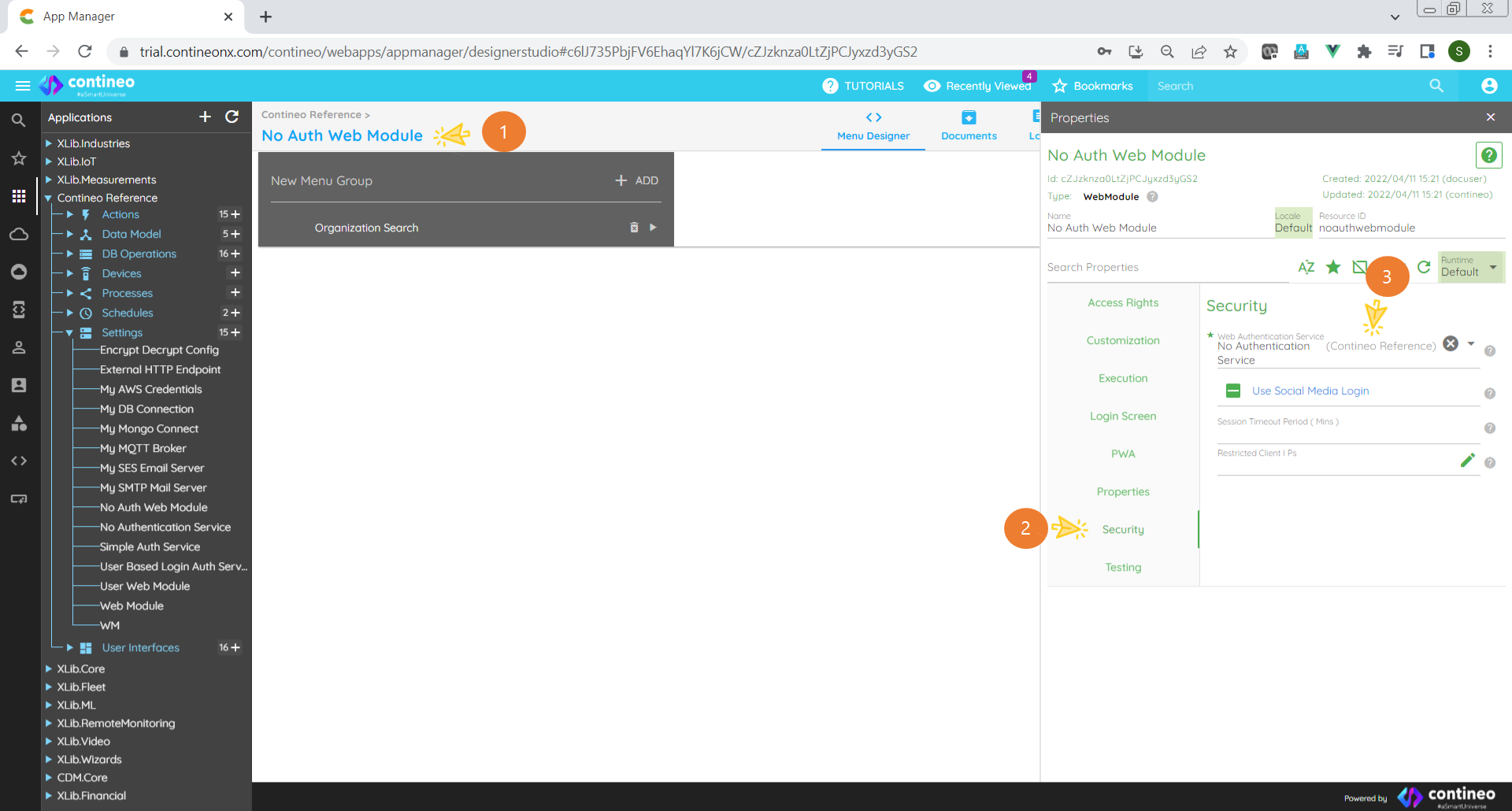 Configure no-auth service