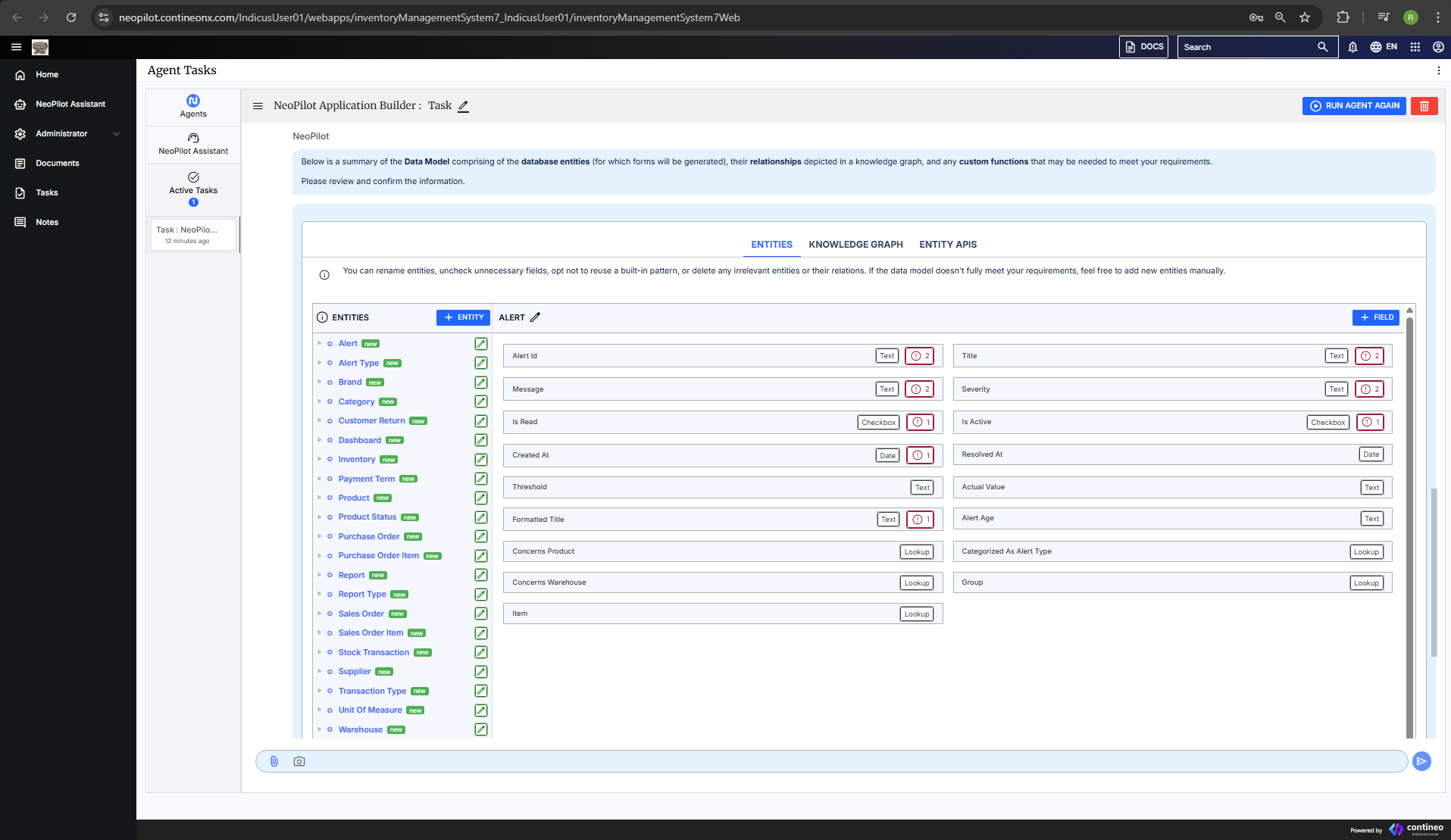 NeoPilot Data Models summary