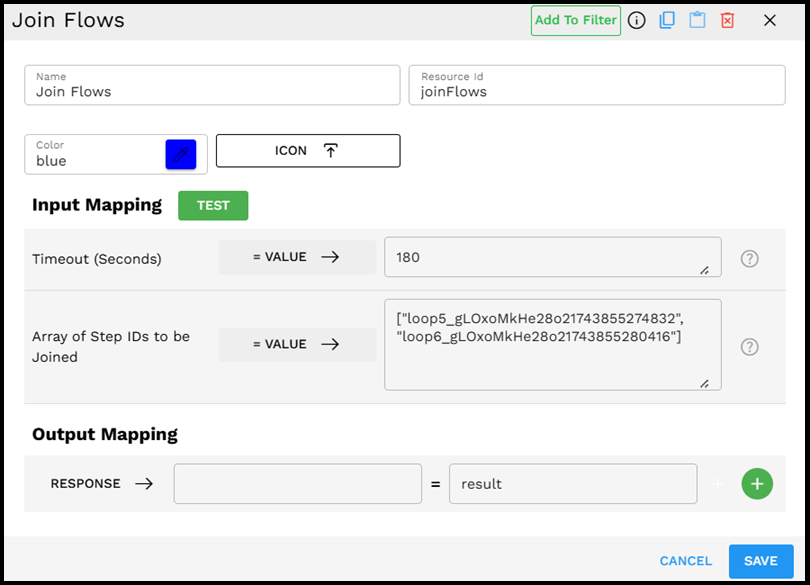 Join Flows configuration
