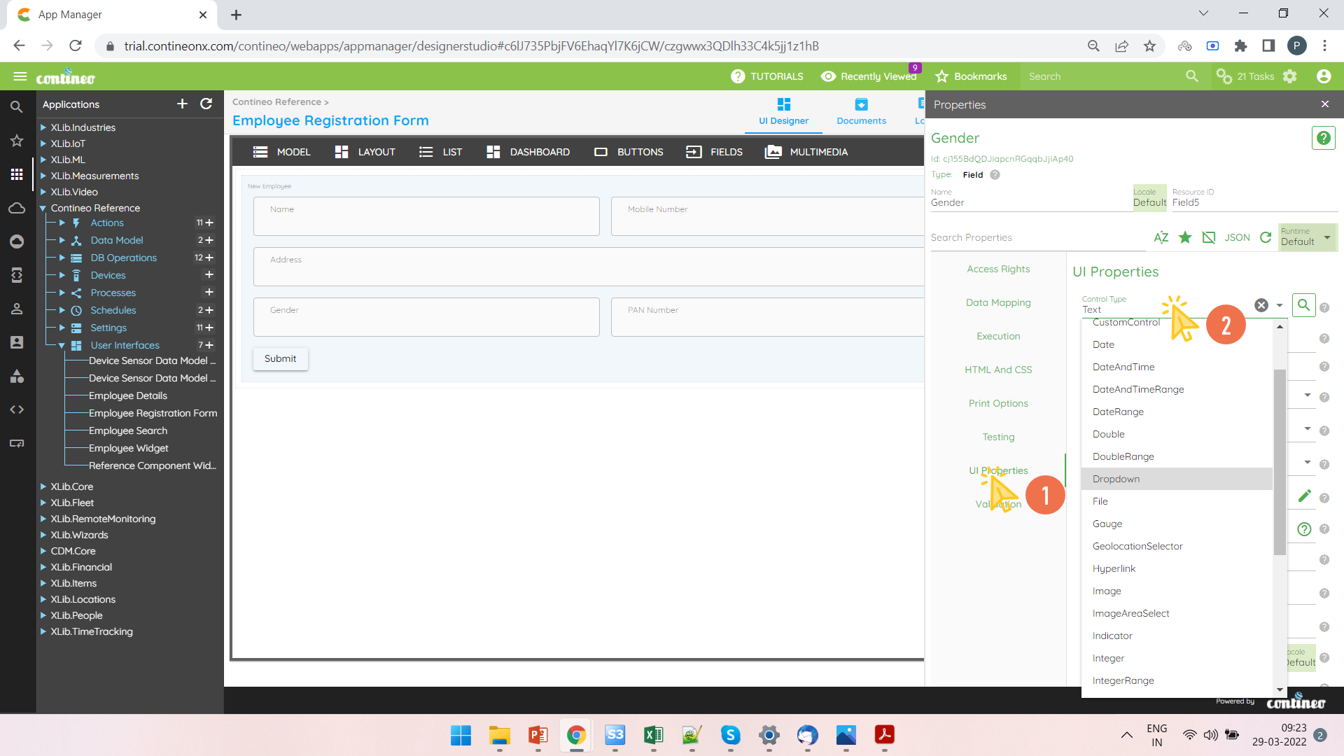 Control Type Dropdown