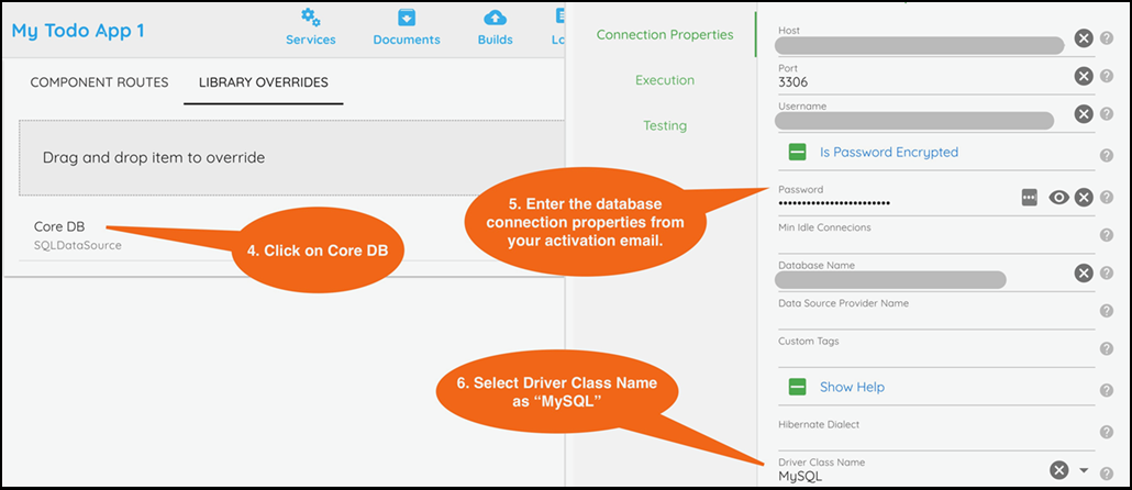 Core DB Override Settings