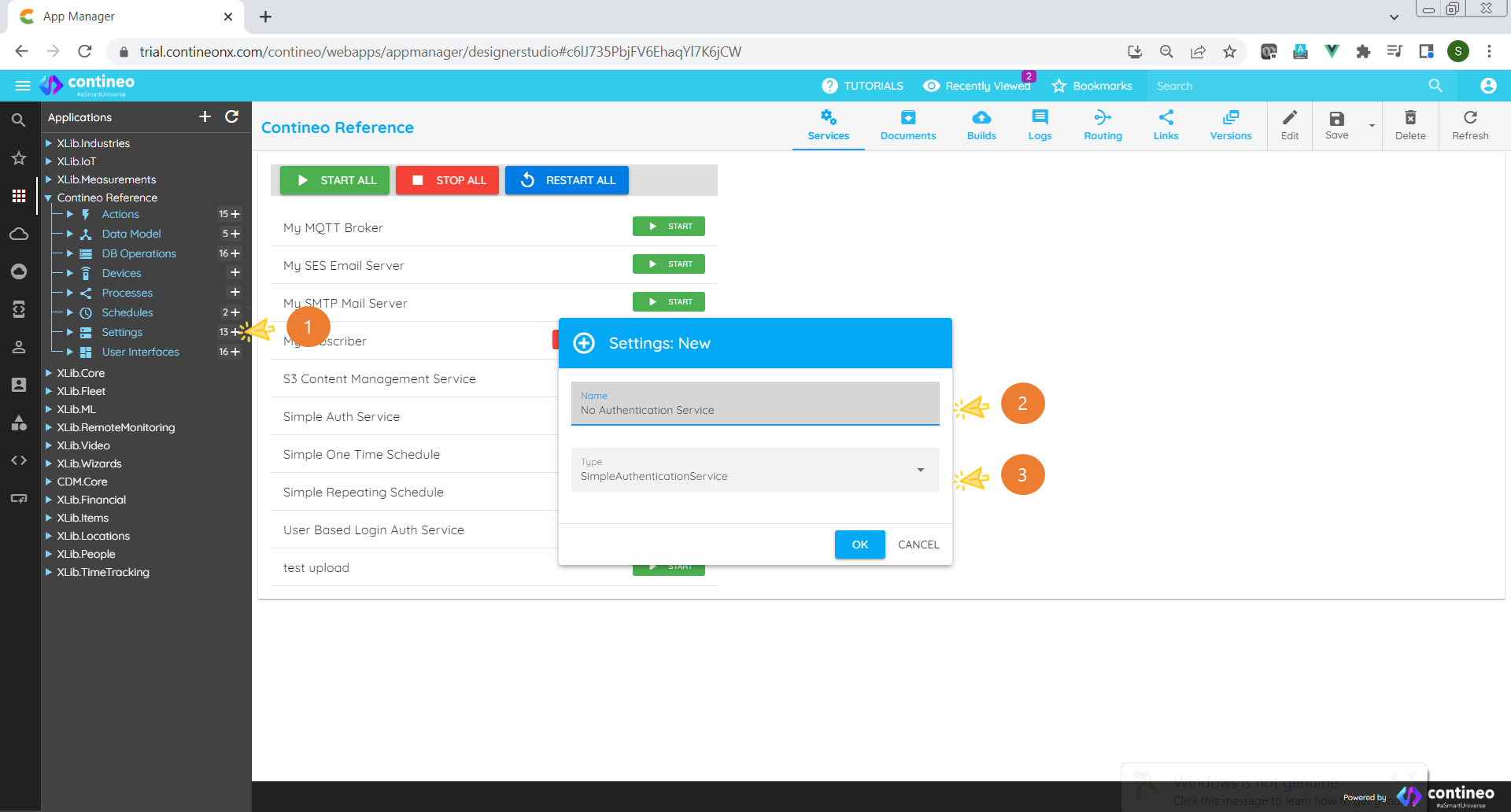 No authentication service creation